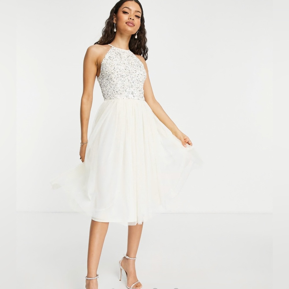 Maya Bridesmaid bardot midi tulle dress